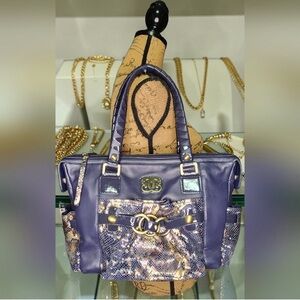 EUC SHARIF 1827 Purple Leather & Snakeskin Shoulder Bag NO CALLOUTS